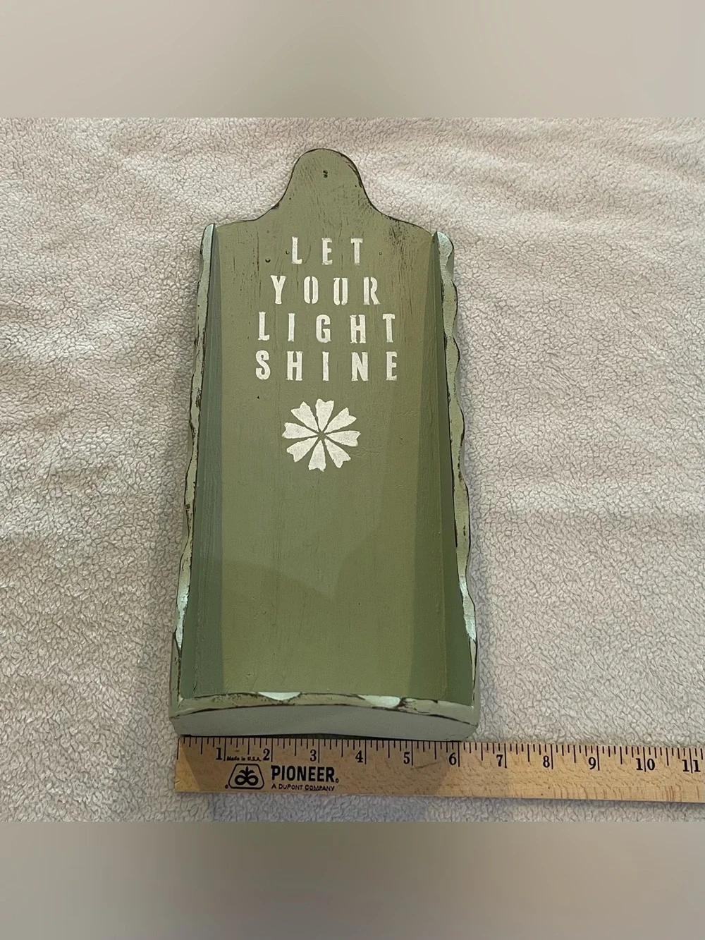 Primitive Wooden Wall Candle Box Let Your Light Shine Sage Green Farmhouse Decor